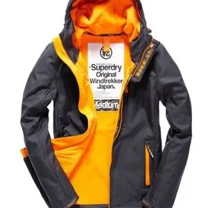 Superdry Original Windtrekker ブラック/オレンジ mens Windtrekker Jacket in BLACK/FLURO ORANGE | Superdry UK